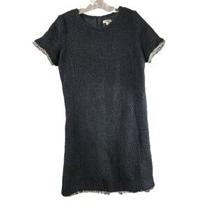 Tyler Boe Black Fringe Textured Shift Dress Size 6 - 90% Cotton